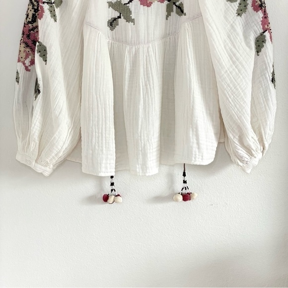 NWT Zara Beaded Embroidered Boho Summer Jacket Open Front Gauze Cotton Topper XS - Picture 9 of 16